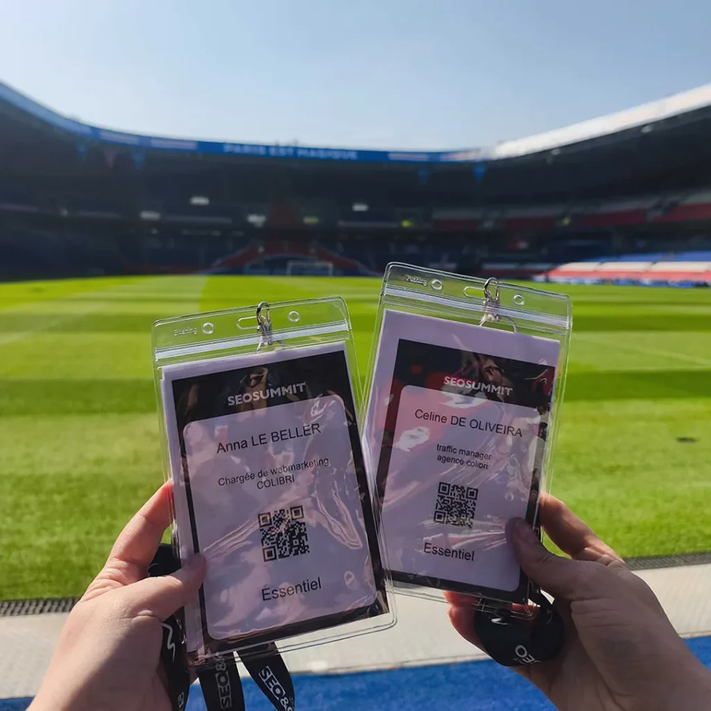 Badges d'entrée Anna et Céline - SEO SUMMIT 2026